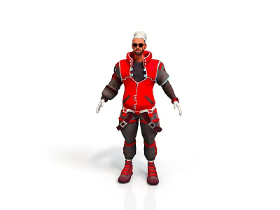 A Man Wearing Red Hoodie Black Pants And Red Shoes With Sunglasses 3D Character Design 3d model