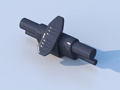 Black Mechanical Component With Cylindrical Ends And Flat Textured Middle Section 3d model