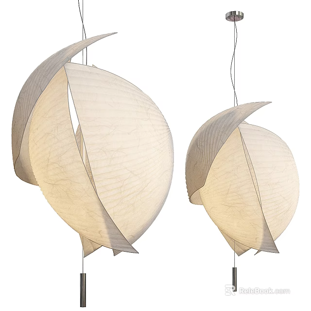 Two Modern Fabric Pendant Lights With Unique Folded Design And Soft Illumination 3d model