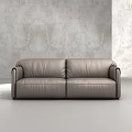 Modern Two Seater Leather Sofa Featuring Sleek Contemporary Design and Neutral Tone
