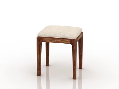 Modern Wooden Stool With Padded Seat Simple Design And Sturdy Legs 3d model