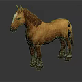 Brown Standing Horse With Brown Mane Tail And White Facial Mark On Dark Background