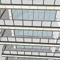 Modern Home Balcony Design Featuring Glass Railing Multiple Floors And Interior Furniture