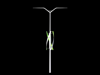 Industrial Equipment Steel Pole Featuring Cross Support Structure With Green Accents 3d model