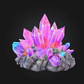 Vibrant Crystal Clusters on Artistic Stone and Wood Base with Natural Textured Design