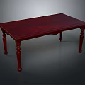 Traditional Dark Red Wooden Dining Table with Carved Legs and Smooth Surface in Classic Design