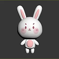Cute White Bunny Doll With Long Pink Inner Ears And Pink Cheeks