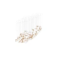 Modern Artistic White and Gold Chandelier with Curved Glass Elements