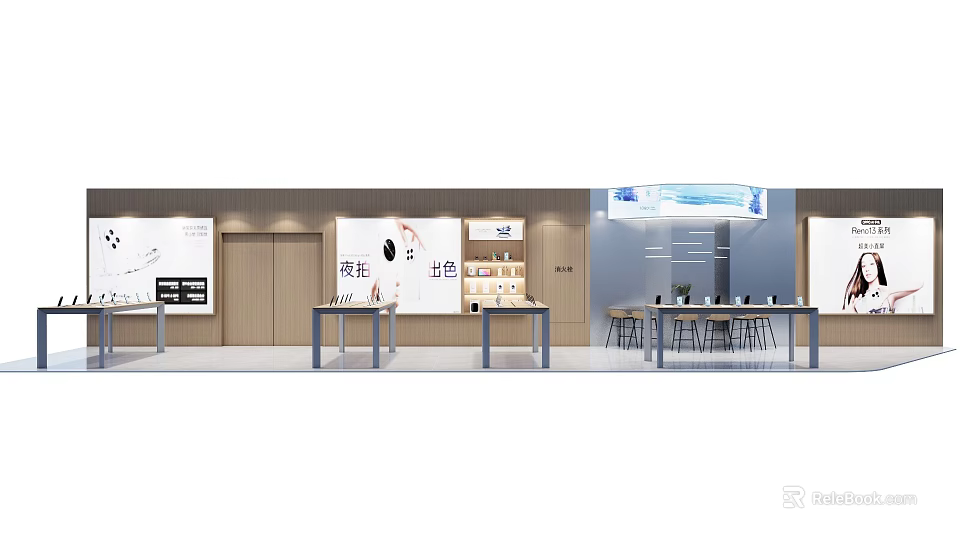 Modern Luxury Retail Store with Wooden Walls White Display Cabinets Product Display and Lighting Design 3d model 