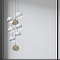 Modern Decorative Chandelier With Transparent And Brown Glass Spheres Hanging Design