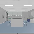 School Science Laboratory Interior With Workstations Chairs Storage Cabinets And Shelving Units 3d model