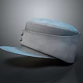 Gray Fabric Hat With Flat Brim Two Buttons Formal Military Style Design Look