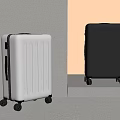 White and Dark Gray Modern Suitcase with Sleek Design and Rolling Wheels