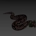 Minecraft Style Giant Snake Game Character With Pixel Art Green Head And Brown Scales