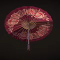 Elegant Pink Umbrella With Traditional Floral Pattern And Decorative Design