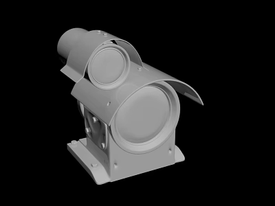 Gray Industrial Surveillance Camera Device With Protective Cover And Stable Base 3d model