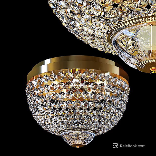 Luxurious Crystal Ceiling Light With Gold Frame And Sparkling Decorative Design 3d model