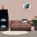 Modern double sofa decoration cabinet combination 3d model