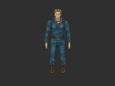 Game and Movie Character in Blue Jumpsuit with Blonde Hair Brown Belt and Boots 3d model
