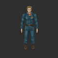Game and Movie Character in Blue Jumpsuit with Blonde Hair Brown Belt and Boots