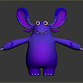 Cute Purple Stuffed Doll with Large Blue Ears Red Eyes and Open Arms