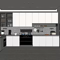 Modern Kitchen Interior With White Cabinets Island Counter And Built in Appliances