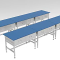Industrial Equipment Workbench With Blue Worktop Metal Frame And Storage Drawers