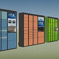 Colorful Public Facility Smart Lockers With Multiple Colors And Digital Operation Panels 3d model