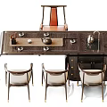 Elegant Wooden Tea Table and Chairs With Backrest Design And Tea Set Accessories