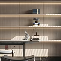 Modern Study Room Interior With Wall Shelves Writing Desk And Window Blinds 3d model
