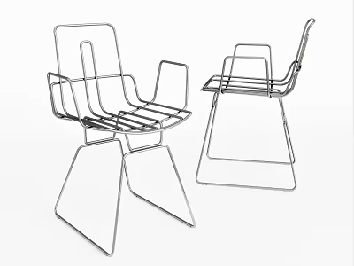 Modern Leisure Chair With Sleek Metal Frame Open Back And Minimalist Design 3d model