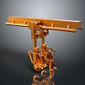 Golden Industrial Mechanical Device With Structural Beams And Support Components 3d model