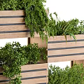 Wooden Vertical Garden Planter Structure With Multiple Boxes And Lush Green Plants 3d model