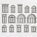 Various Styles Of Windows Arranged On White Background With Light Frames And Dark Glass