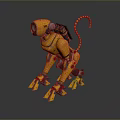 Yellow Mechanical Robot Dog Featuring Spiral Tail And Robotic Legs Design