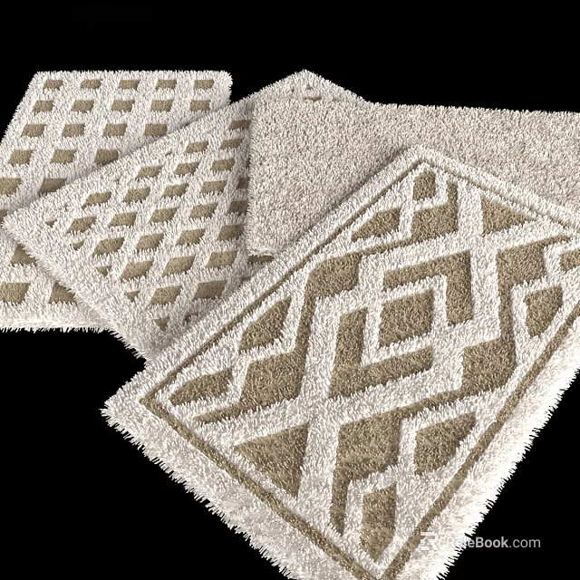 Square Rugs With Diverse Geometric Patterns And Textures 3d model 
