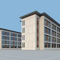 Modern Multi Story School Building With Large Windows And Light Colored Facade 3d model