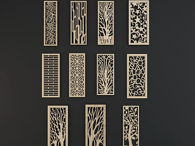 Decorative Wooden Partition Designs With Various Carved Patterns And Styles 3d model