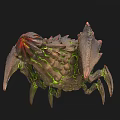 Fierce Monster With Green Slime Spikes Sharp Claws And Red Eyes