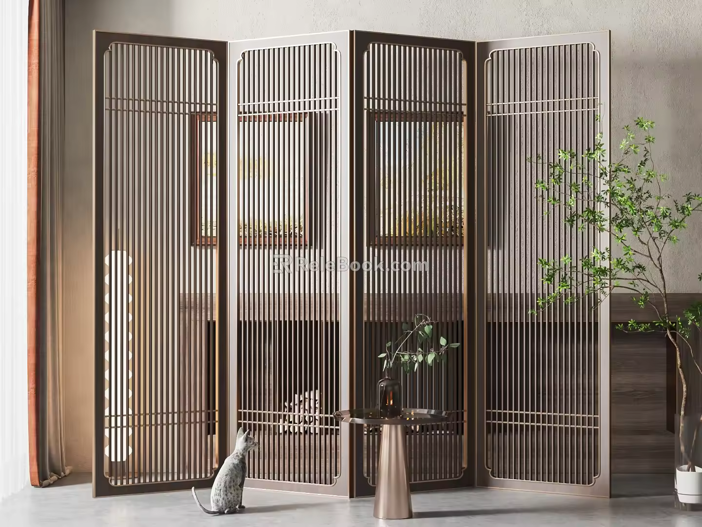 New Chinese Style Screen Partition 3d model