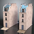 Twin Residential Buildings Exterior Design With Brick Facade Blue Tile Roof And Multi Story Windows