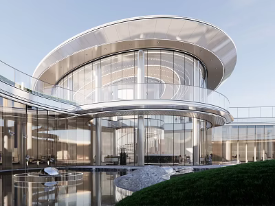 Modern Sales Office Building Shimao A Sinking Courtyard 3d model