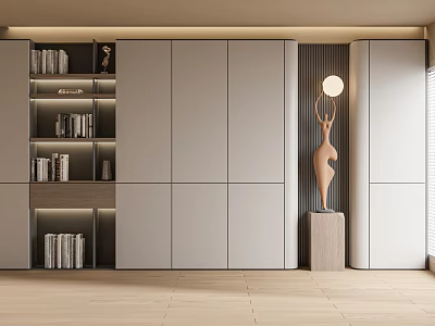 Modern Bookcase Italian Sideboard Background Wall Wine Cabinet 3d model