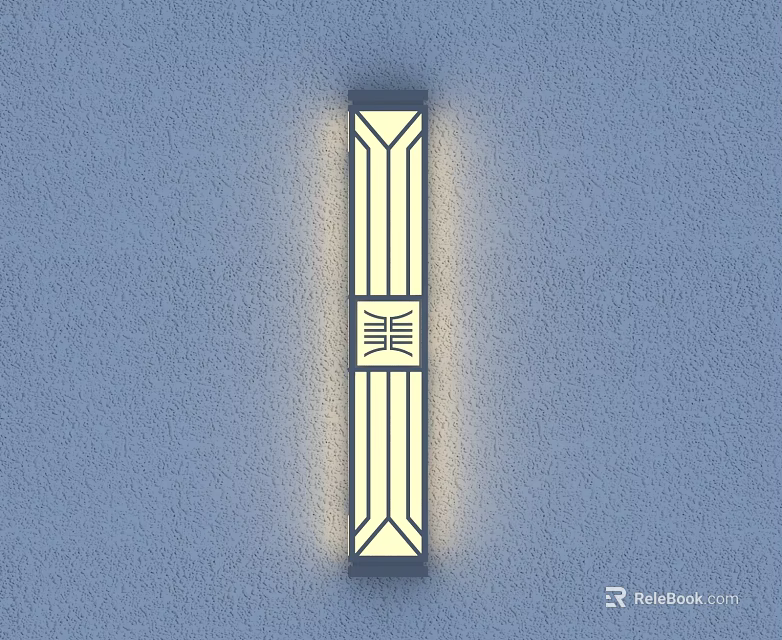 Modern Wall Lamp with Geometric Pattern Design Mounted on Textured Gray Wall Soft Illuminated Lighting 3d model