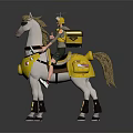 Game Movie Character Riding White Horse With Yellow Gear Eye Mask And Leg Protectors