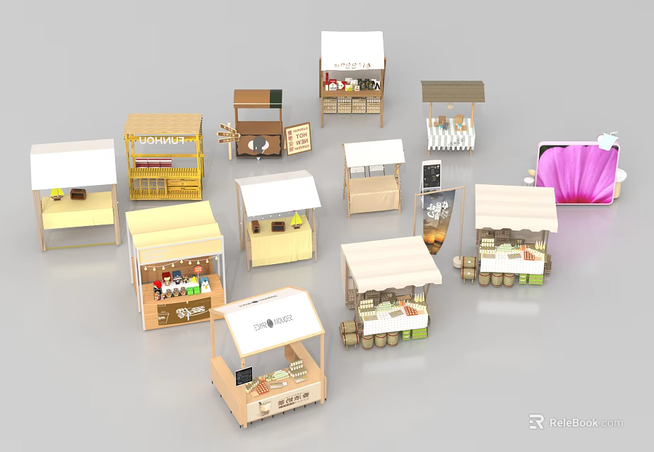 Various Styles Small Kiosk Models For Commercial Retail Display Equipment 3d model 