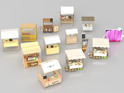 Various Styles Small Kiosk Models For Commercial Retail Display Equipment 3d model