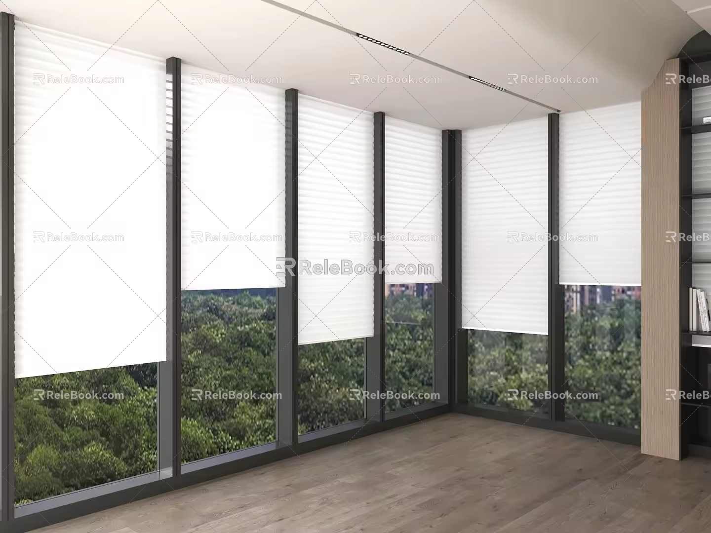 Modern floor-to-ceiling window glass curtain wall building curtain wall roller shutter 3d model