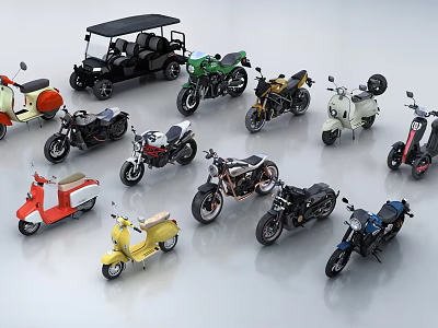 Modern motorcycle combination Harley motorcycle electric car off-road motorcycle road motorcycle retro motorcycle two-wheeled motorcycle 3d model