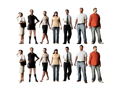 Group of Diverse People With Different Clothing Styles And Standing Poses 3d model